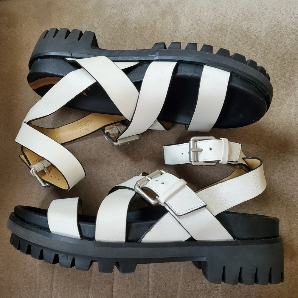 Sam Edelman Women Eleanora Sandal Shoe Size 7 Lug Sole Leather Ankle Strap